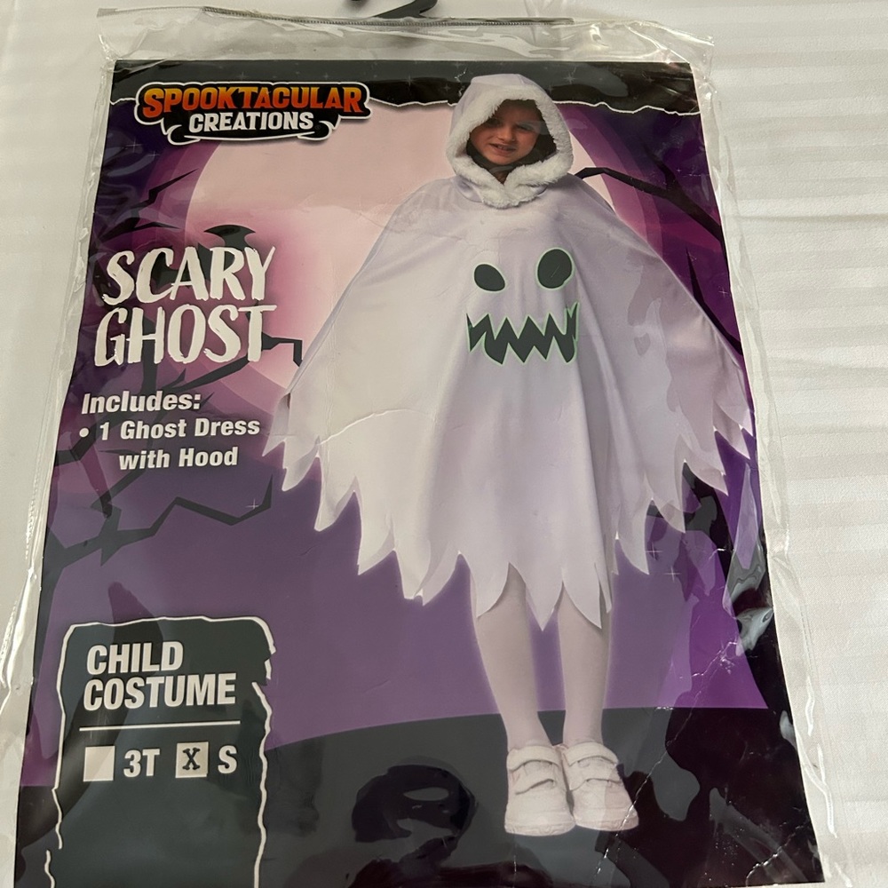 New in original packaging. SPOOKTACULAR CREATIONS SCARY GHOST KIDS COSTUME.